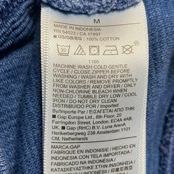 Gap Women's Blue Striped Full Zip Long Sleeve Hooded Hoodie Sweatshirt Jacket M - Picture 4 of 4